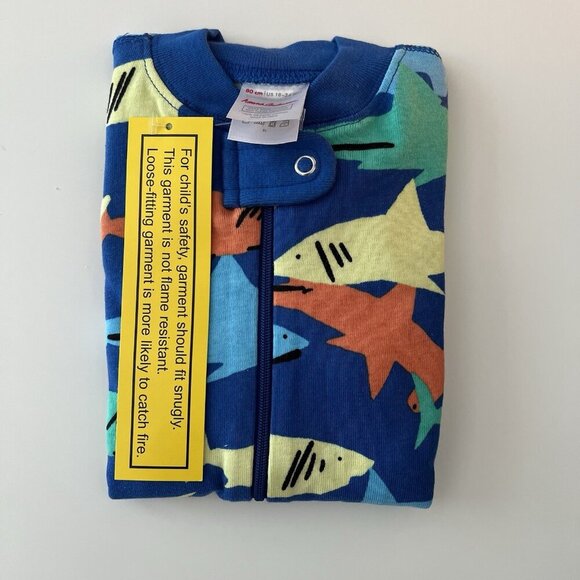 HannaJams Hanna Andersson Toddler 2-Way Zip Sleeper Blue Shark Pool Pajamas - Picture 2 of 6